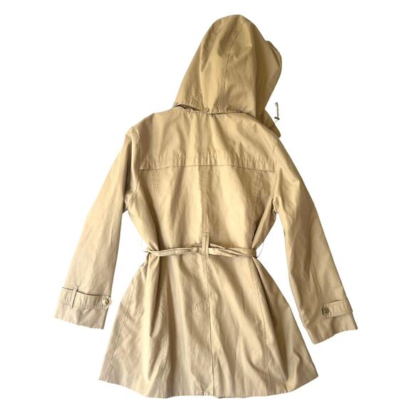 London Fog Women’s XL Hooded Trench / Raincoat – Classic Khaki, Belted & Lined - Picture 2 of 12